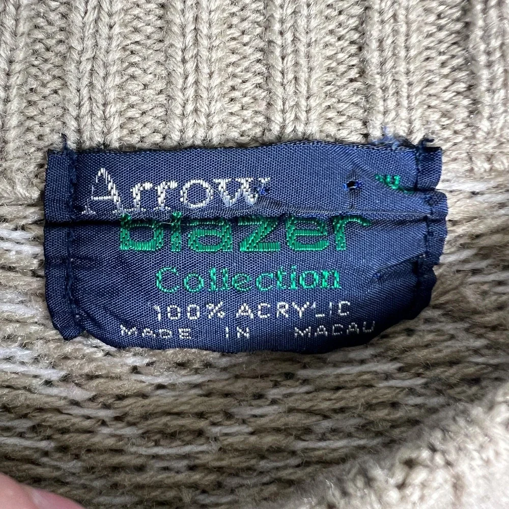 VTG Arrow‎ Blazer Collection Sweater FIts L Chevron Knit Stripe 80s 90s Acrylic